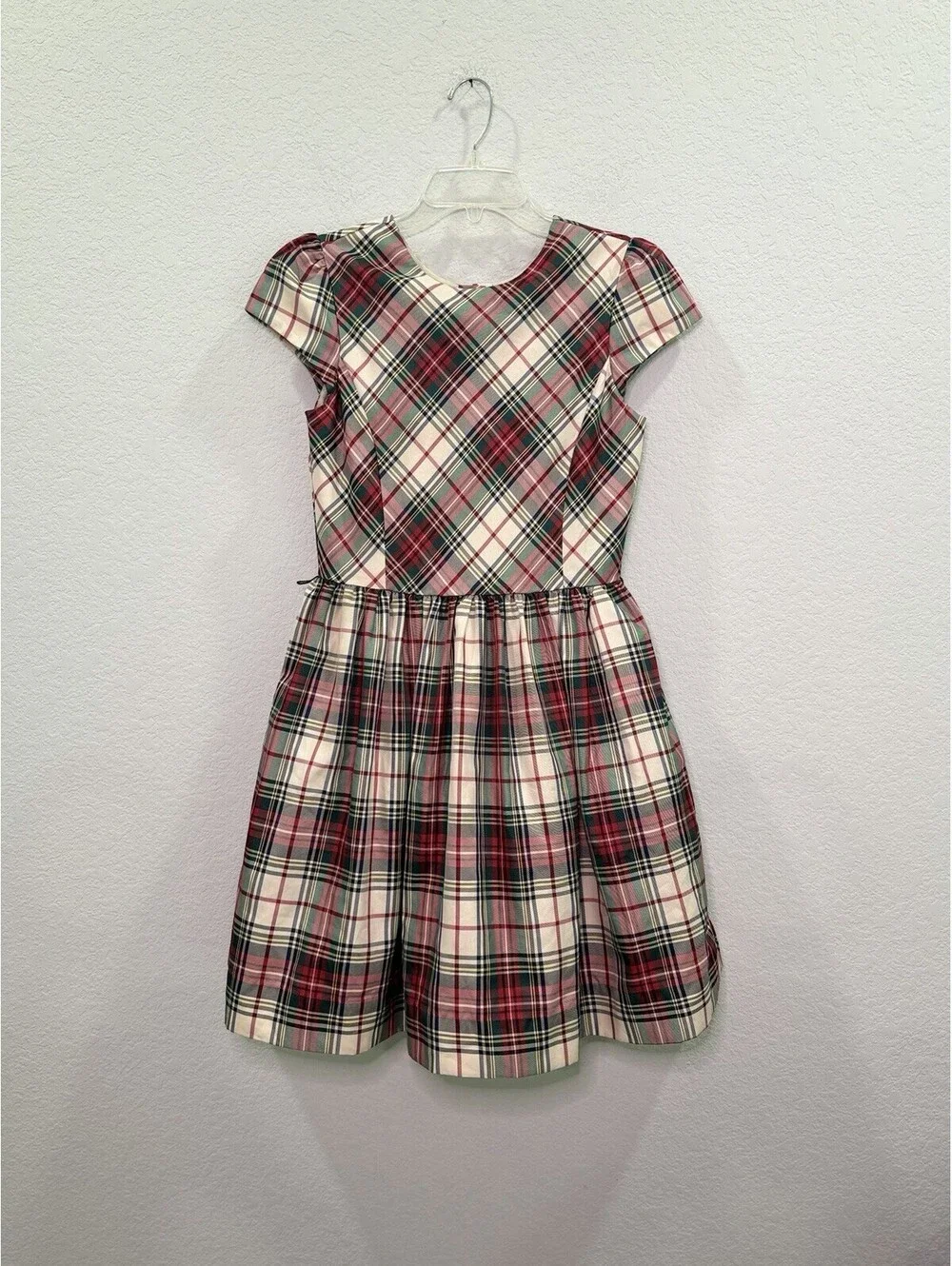 Polo Ralph Lauren Girls Plaid Fit & Flare Dress Cap Sleeve Size 16